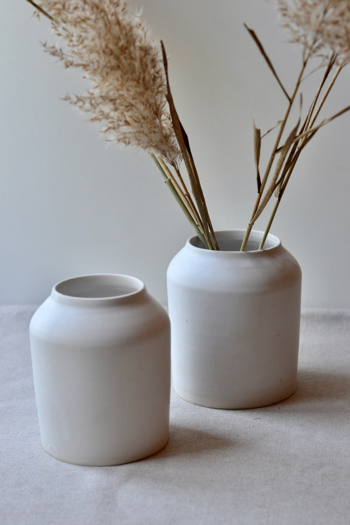 Vases en argile en grès blanc avec de larges Céramique Etsy