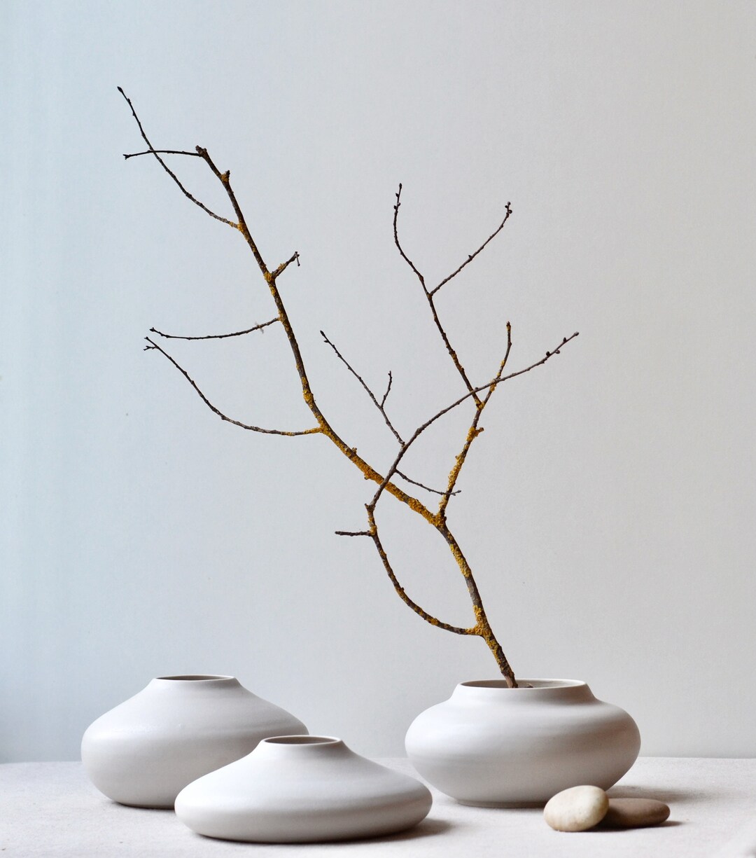Matte White Ikebana Vase Japandi Vase Minimalist Handcrafted Etsy