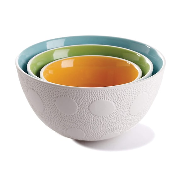 Mixing Bowls Set, Set of 3 Ceramic Nesting Bowls, Textured Serving Bowls,  Colorful Bowl Set, Housewarming Gift, Handmade Bowls, Condiment - Etsy UK