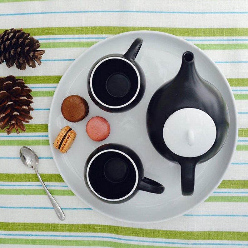 Modern Tea Set in Black & White Ceramic Tea Service Inspired Etsy