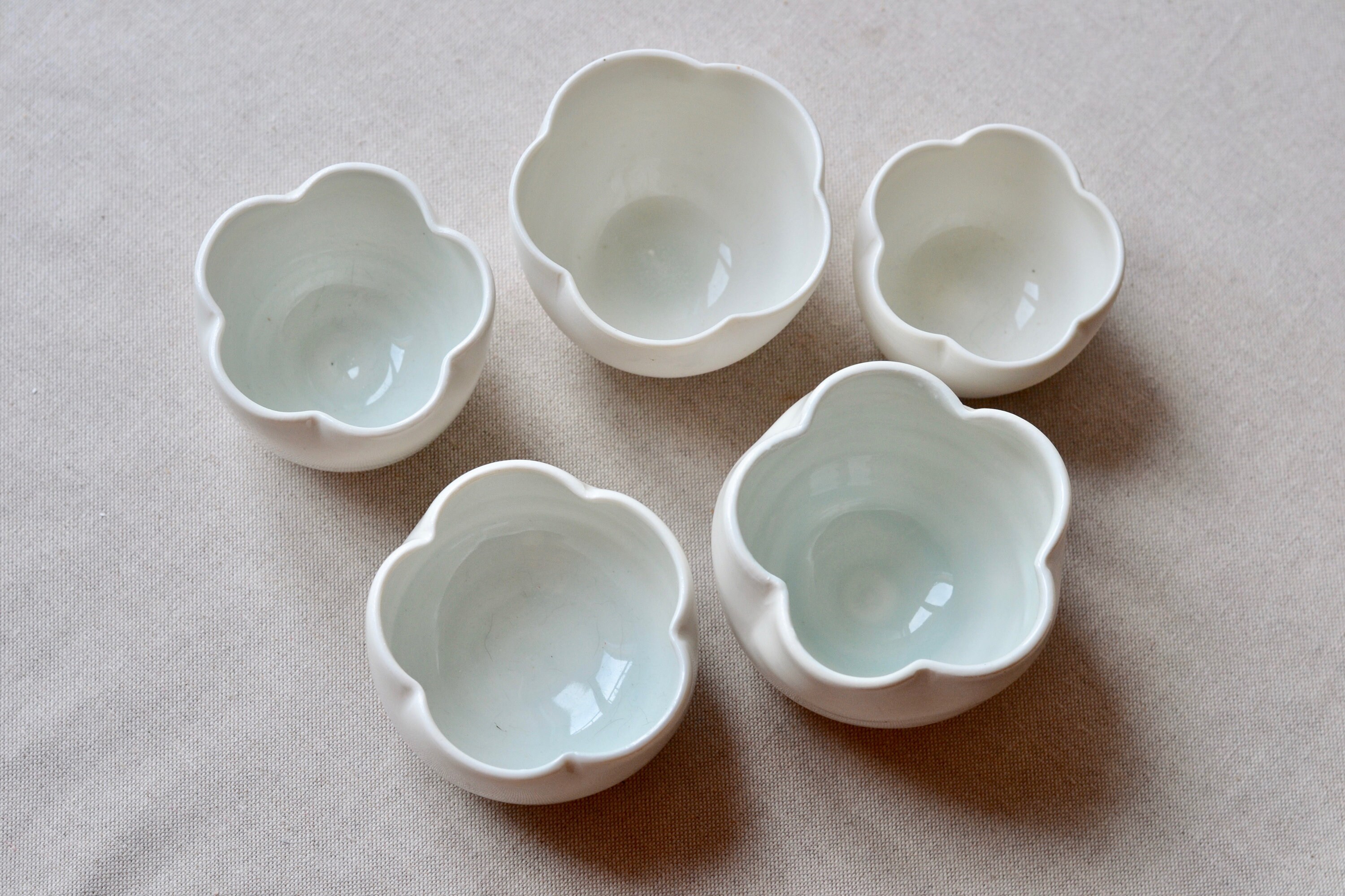 Ceramic Flower Cup Bowl Pale Blue Porcelain Handmade Tea Etsy
