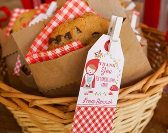 Little Red Riding Hood Favor Tags - Woodland Favor Tags - Instant Download and Edit File at home with Adobe Reader