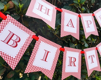 Little Red Riding Hood Happy Birthday Banner - Woodland Birthday Banner - Instant Download and Edit File at home with Adobe Reader