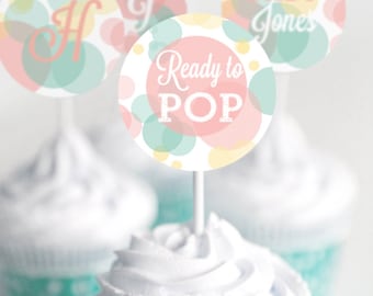 Ready To Pop Baby Shower Cupcake Topper for a Unisex Baby Shower - Instant Download and Edit with Adobe Reader