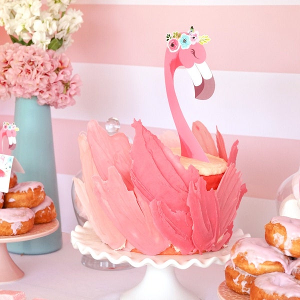 Flamingo Cake Topper - Flamingo Party Topper - Tropical Party - Summer Party Cake - Instant Download and Edit File at home with Adobe