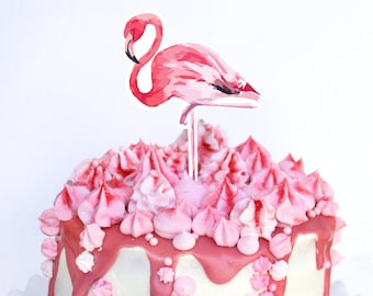 Watercolor Flamingo Cake Topper - Tropical Party - Summer Party Cake - Instant Download and Edit File at home with Adobe