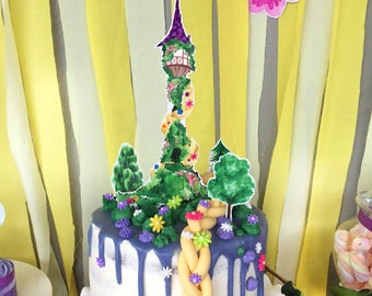 Rapunzel Party Cake Topper - Princess Party Cake Topper - Instant Download and Edit File at home with Adobe Reader