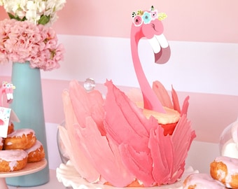 Flamingo Cake Topper - Flamingo Party Topper - Tropical Party - Summer Party Cake - Instant Download and Edit File at home with Adobe