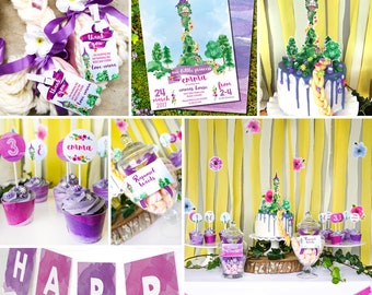 Rapunzel Party Decorations - Rapunzel Party - Princess Party Decor - Instant Download and Edit File at home with Adobe Reader