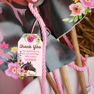 Girl Birthday Party Horse Favor Tags Horse Birthday Party Favors Pink Horse Party Favor Instant Download Edit with Adobe Reader