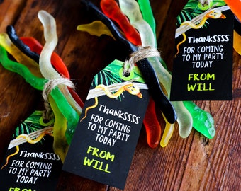 Snake Party Favor Tags - Snake Party Favors - Reptile Party Favor Tags - Instant Download and Edit File at home with Adobe Reader