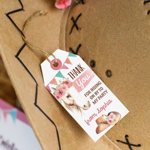 Girl Birthday Party Cowgirl Party Favors Cowgirl Favor Tag Horse Party Favors Instant Download Edit File with Adobe Reader
