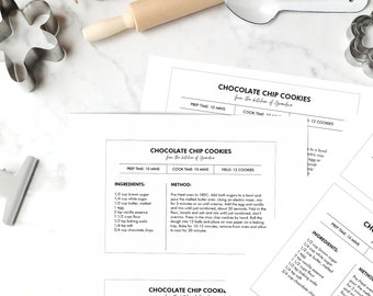 Recipe Card Template - Printable Recipe Card Template - Personalized Recipe Cards 4x6 5x7 - Instant Download + Edit with Adobe Reader