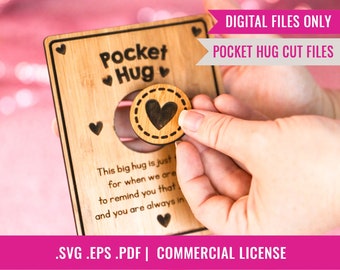 Arquivos de corte a laser Pocket Hug Glowforge Arquivos de corte Pocket Hug SVG EPS Formatos de arquivo PDF Download instantâneo