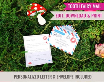 Fairy Garden Mail Mini Tooth Fairy Note and Envelope Template Garden Fairy Mail Fairy Post Template Instant Download Edit File with Corjl