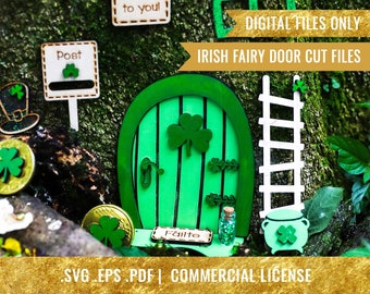 Irish Fairy Door St. Paddy's Day Decorations Laser Cutting Files- St. Patricks Day - Fairy Door diy- SVG, EPS + PDF File - Instant Download