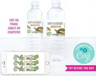 Reptile Party Water Bottle Labels - Reptile Drinks Labels - Reptile Party Labels - Instant Download & Edit File with Corjl
