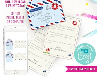 Fairy Garden Letter Mail Post Mini Tooth Fairy Note and Envelope Template Tooth Fairy Letter Instant Download Edit File with Corjl