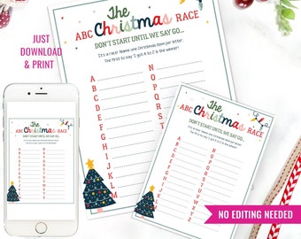 Christmas Table Game - Holiday Printable Race Game - Fun Christmas Printable Game - Christmas Holiday Family Game - Instant Download