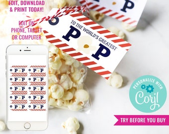 Dad Gift Idea Fathers Day DIY Card Worlds Greats Pop DIY Fathers Day Gift Instant Download Edit File with Corjl