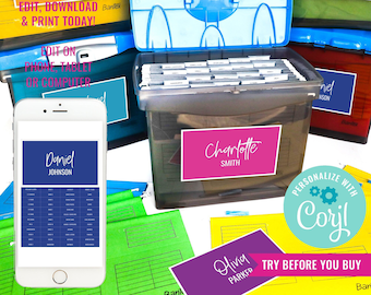 Home Organization Printable Labels Filing System Milestone File Tab Organization School File Kids Memory Box Keepsake Instant Download Edit