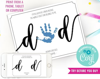 Gift For Dad DIY Fathers Day Gift Hand Print Printable Gift For Dad DIY Ink Pad Finger Paint Kids Art Work Activity Instant Download Edit