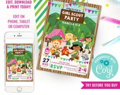Girl Scout Party Invitation - Girl Scout Birthday Party - Camping Invitation - Instant Download & Edit File with Corjl Il_170x135