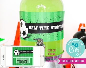 Boy Birthday Party Soccer Printable Party Signs Soccer Drinks Labels Printable Soccer Party Signs Instant Download Edit File with Corjl