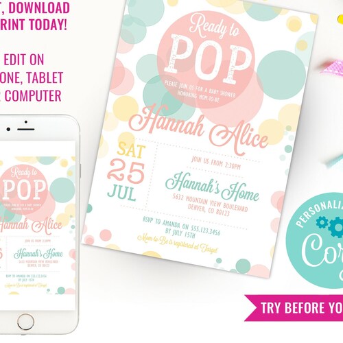 About to Pop Printable Baby Shower Invitation Printable - Etsy