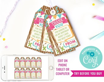Scavenger Hunt Birthday Party Favor Tags - Girls Detective Party Favors - Instant Download & Edit File with Corjl
