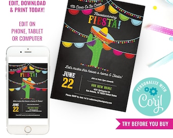 Mexican Fiesta Housewarming Invitation - Housewarming Party Invite - Housewarming Fiesta - Instant Download & Edit File with Corjl