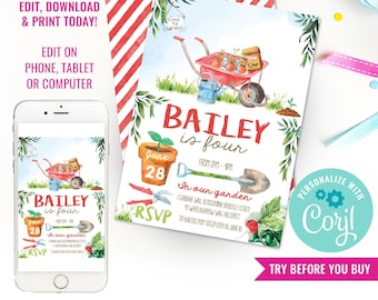 Gardening Party Invitation Summer Planting Party Invitation Garden Party Invite Instant Download Edit File in Corjl