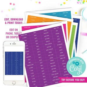 Back To School Organization Milestone tote Labels School File Folder Labels Printable file tabs DIY Kids School Box Instant Download Edit