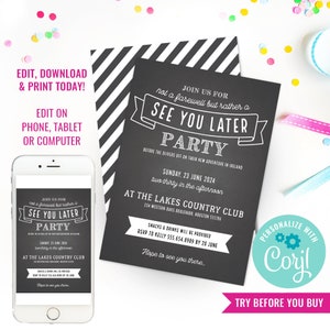 Farewell Party Invitation Bon Voyage Party Invitation Moving Party Invitation Instant Download Edit File with Corjl
