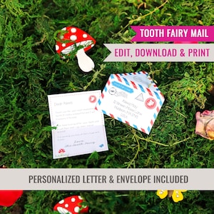 Fairy Garden Mail Mini Tooth Fairy Note and Envelope Template Garden Fairy Mail Fairy Post Template Instant Download Edit File with Corjl