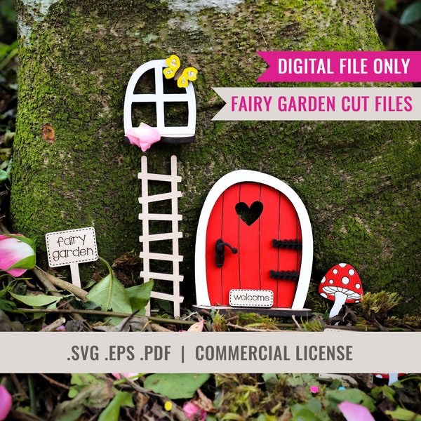 Fairy Garden Decorations Lasersnijden bestanden | SVG-, EPS- en PDF-bestandsformaten | Direct downloadbaar
