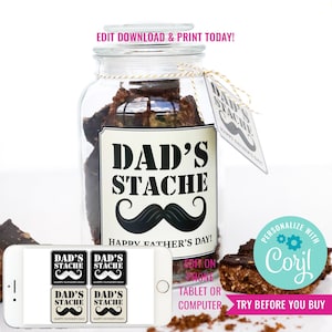 Gift For Him Fathers Day DIY Gift Idea Fathers Day Gift Box Moustache Gift Fathers Day Moustache Gift Instant Download Edit in Corjl