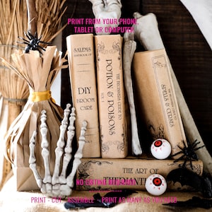 Decoração de festa em casa assombrada de Halloween, faça você mesmo, capas de livros de Halloween, decoração fácil de festa de Halloween, decoração assustadora de Halloween, download instantâneo de arquivo PDF