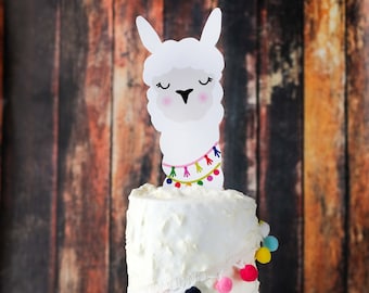 Llama Party Cake Topper | Alpaca Cactus Decorations | Llama Hat Cake Topper