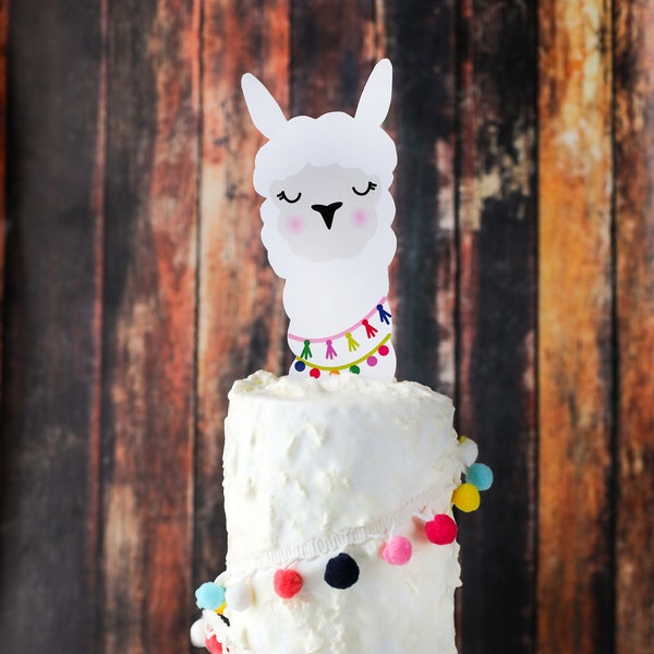 Llama Party Cake Topper | Alpaca Cactus Decorations | Llama Hat Cake Topper