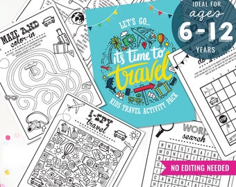 Kids Travel Activity Sheets Vacation Activity Sheet Kids Road trip Activities Kids Holiday Activities Instant Download Print at Home
