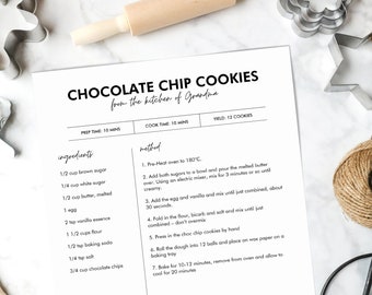 Recipe Template Editable Printable Recipe Template Recipe Binder Printable Cookbook Template Instant Download Edit in Adobe Reader
