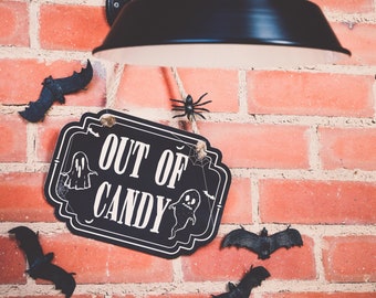 Halloween Out of Candy Sign - Halloween Porch Sign - Halloween Flip Sign for Candy - Instant Download + Edit File at home with Adobe Reader