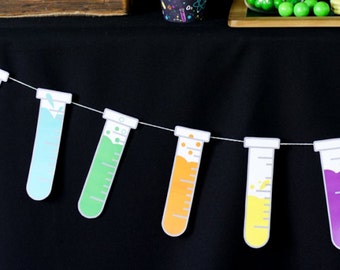 Science Party Test Tube Garland Decoration - Science Party - Instant Download and Editable File - Personalize at home with Adobe Reader