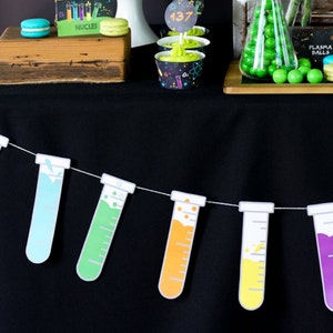 Science Party Test Tube Garland Decoration - Science Party - Instant Download and Editable File - Personalize at home with Adobe Reader