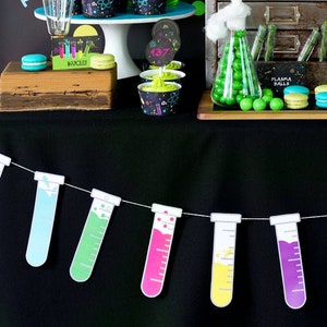 Science Party Test Tube Garland Decoration - Girl Science Party - Instant Download and Editable File - Personalize at home with Adobe Reader