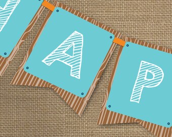 Fishing Party Happy Birthday Banner - Fish Garland - Fishing Banner - Instant Download - Editable File