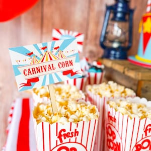 Fête d'anniversaire Carnaval Étiquettes de nourriture Cartes de tente de cirque Cartes de buffet Étiquettes de nourriture Enseignes de carnaval Téléchargement instantané Modifier avec Adobe Reader