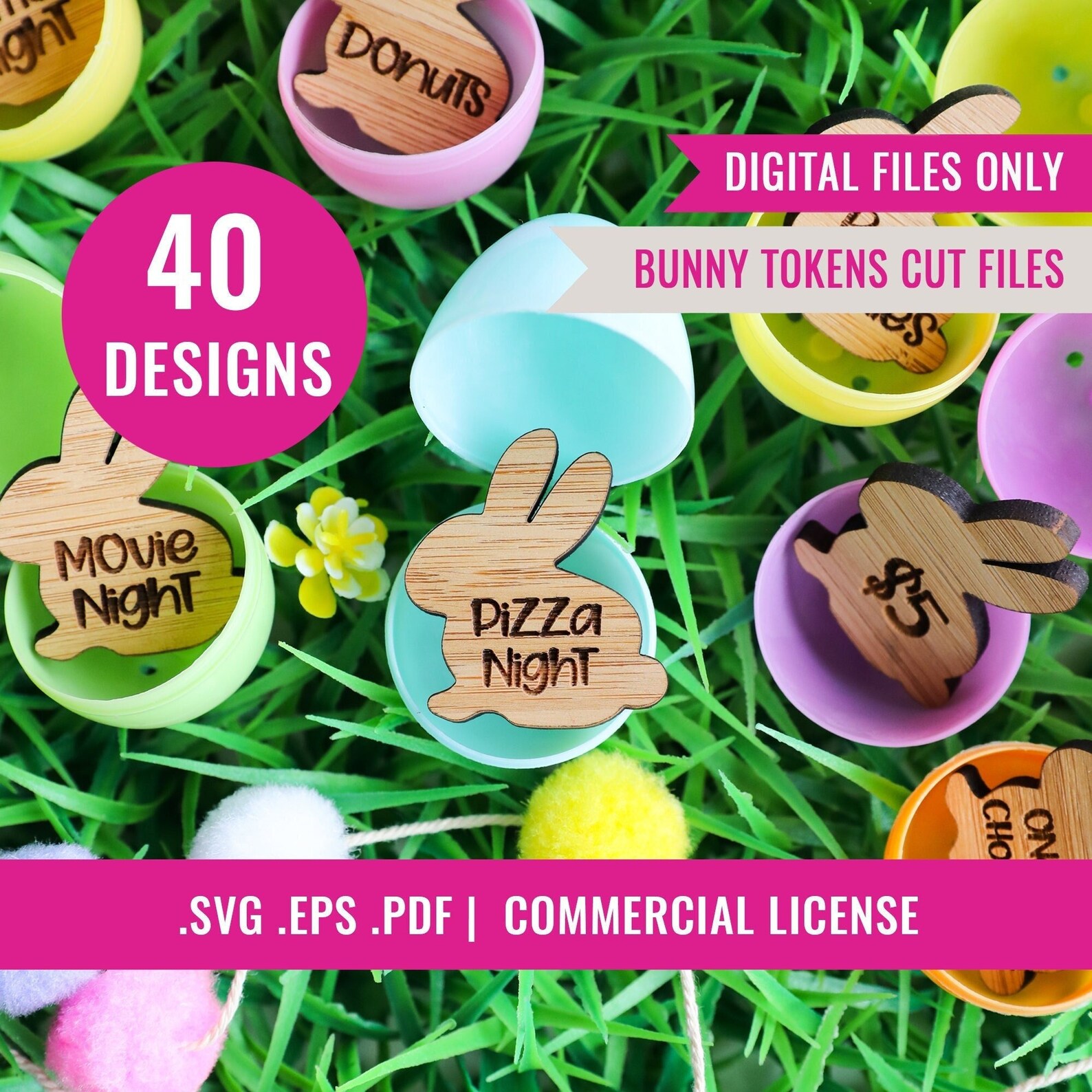 Digital File Easter Egg Filler Bunny Tokens Laser Cutting Files - 40 ...