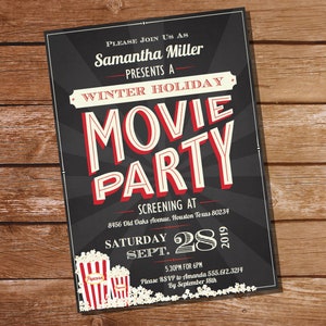 Movie Night Party Invitation Movie Night Invite Movie Party Birthday Instant Download Edit File with Adobe Reader